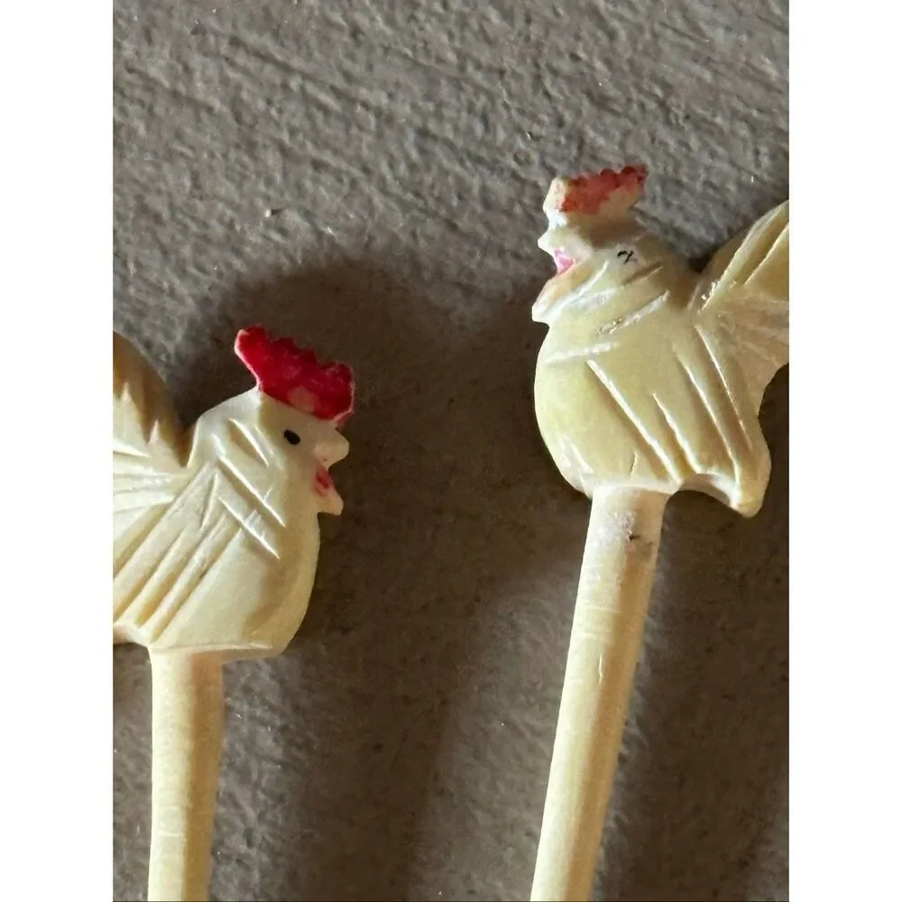 Vintage hand carved cocktail picks